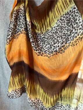 Animal Print Orange & Brown Lightweight Wrap